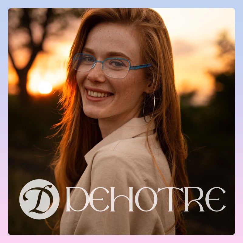 DEHOTRE نظارات القراءة DEHOTRE التقدمية متعددة البؤر للنساء بدون خط قارئات ثنائية البؤرة مع وسادة أنف معدنية نصف إطار متوسط ​​المدى القريب 3 أقدام أزرق 1.25 - Image 4